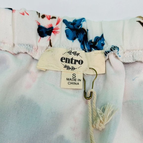 Entro Blouse Womens Small, Medium, Large Off Shoulder Feathers Hibiscus Spring - Picture 9 of 16